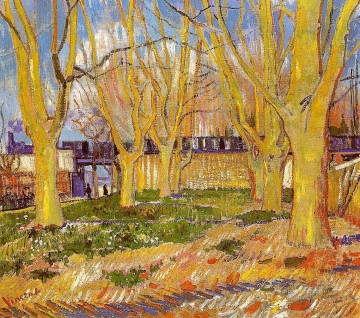 Avenida de los plátanos cerca de la estación de Arles Vincent van Gogh Pinturas al óleo